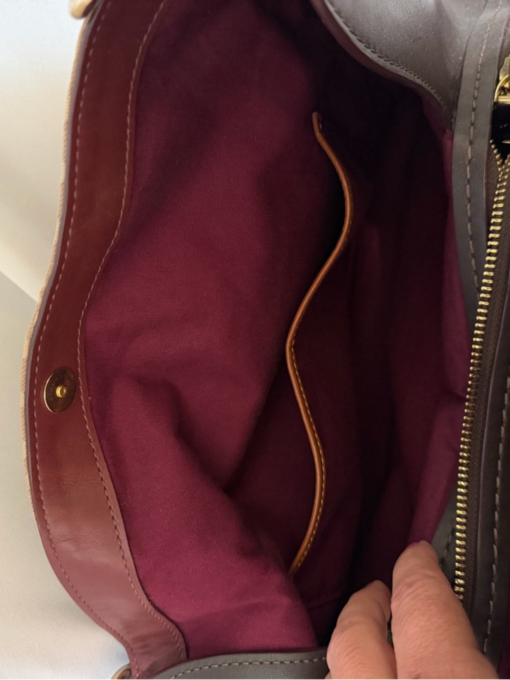 Coach Brown Signature Canvas Shoulder Bag with Dark Brown Trim - Picture 7 of 12